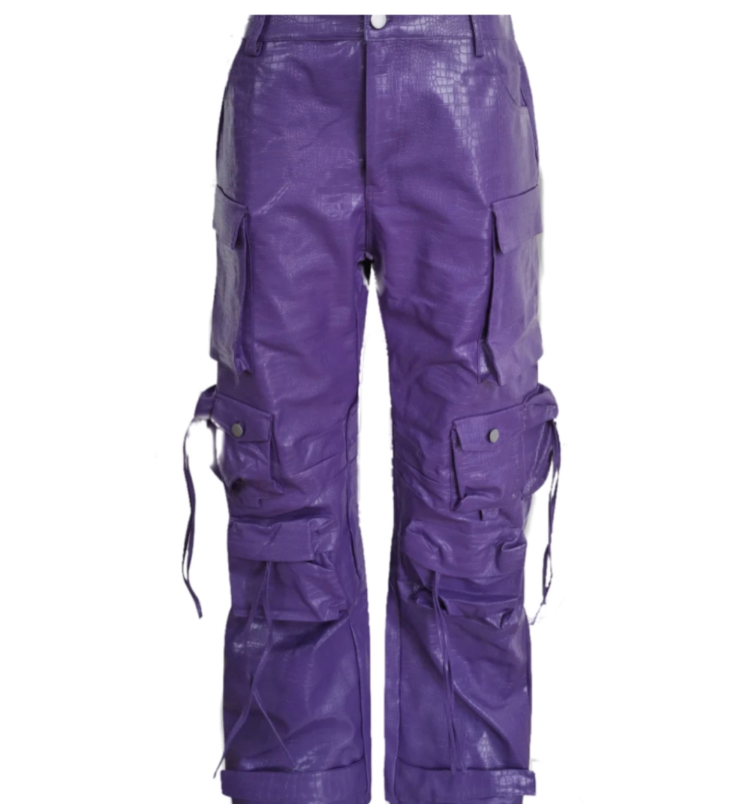 PURPLE BRAND CRINKLED FAUX LEATHER CARGO PANTS – TheLuxeLend